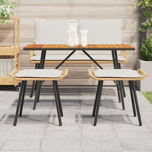 Haveskammel 2 stk Natural 50x40x45 cm Poly Rattan