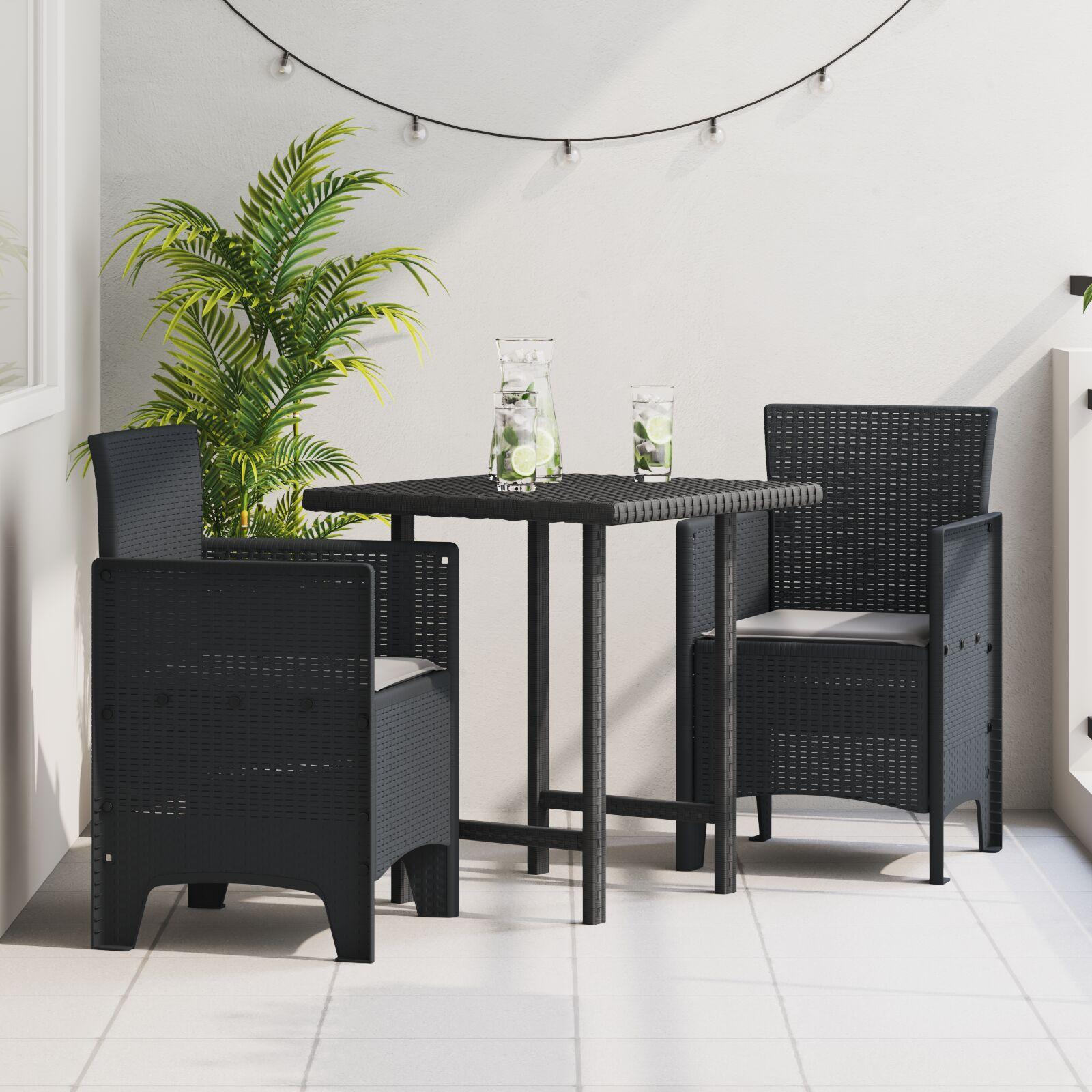 Havestole med Puder 2 stk Antracit Poly Rattan