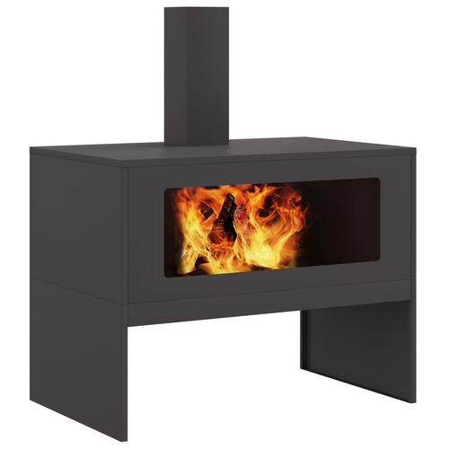 Pejs med skorsten Sort 80x50x96 cm Stål