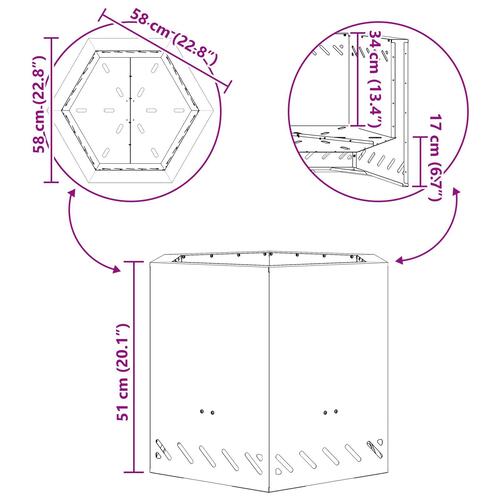 Røgfri Pejs Hexagonal 58x58x51 cm Vejrbestandig Stål