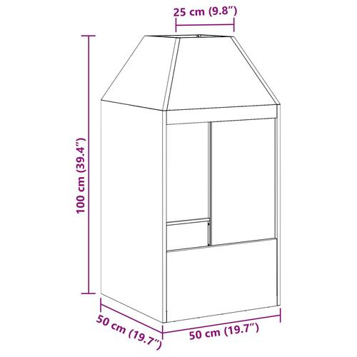 Brandovn 50x50x100 cm Vejrresistent Stål
