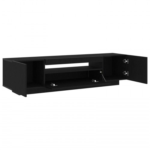 TV-skab med LED-lys i sort eg, 160x35x40 cm, lavet af træ