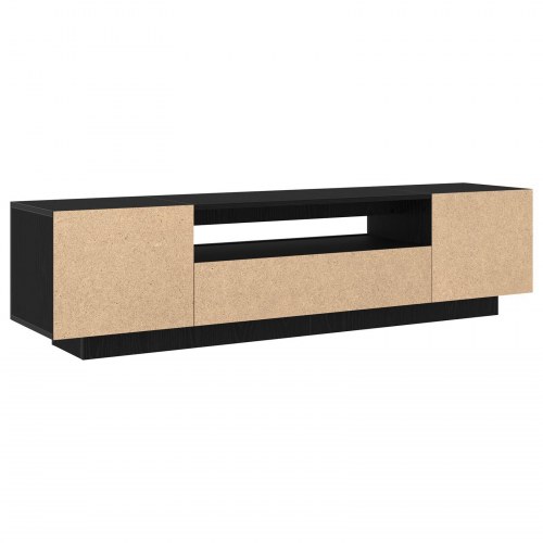 TV-skab med LED-lys i sort eg, 160x35x40 cm, lavet af træ