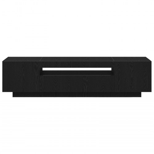 TV-skab med LED-lys i sort eg, 160x35x40 cm, lavet af træ