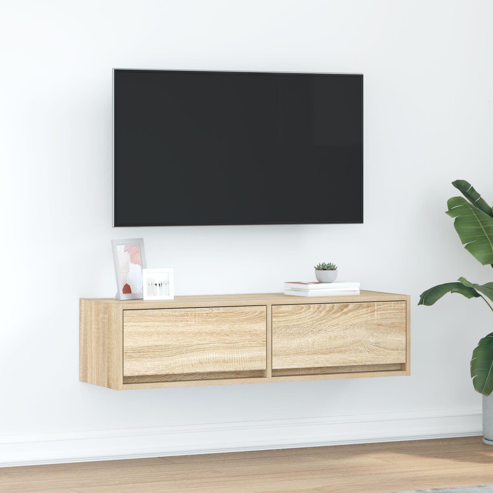 TV-skab med skuffe Sonoma-eg 100 x 31 x 25,5 cm Konstrueret træ billede