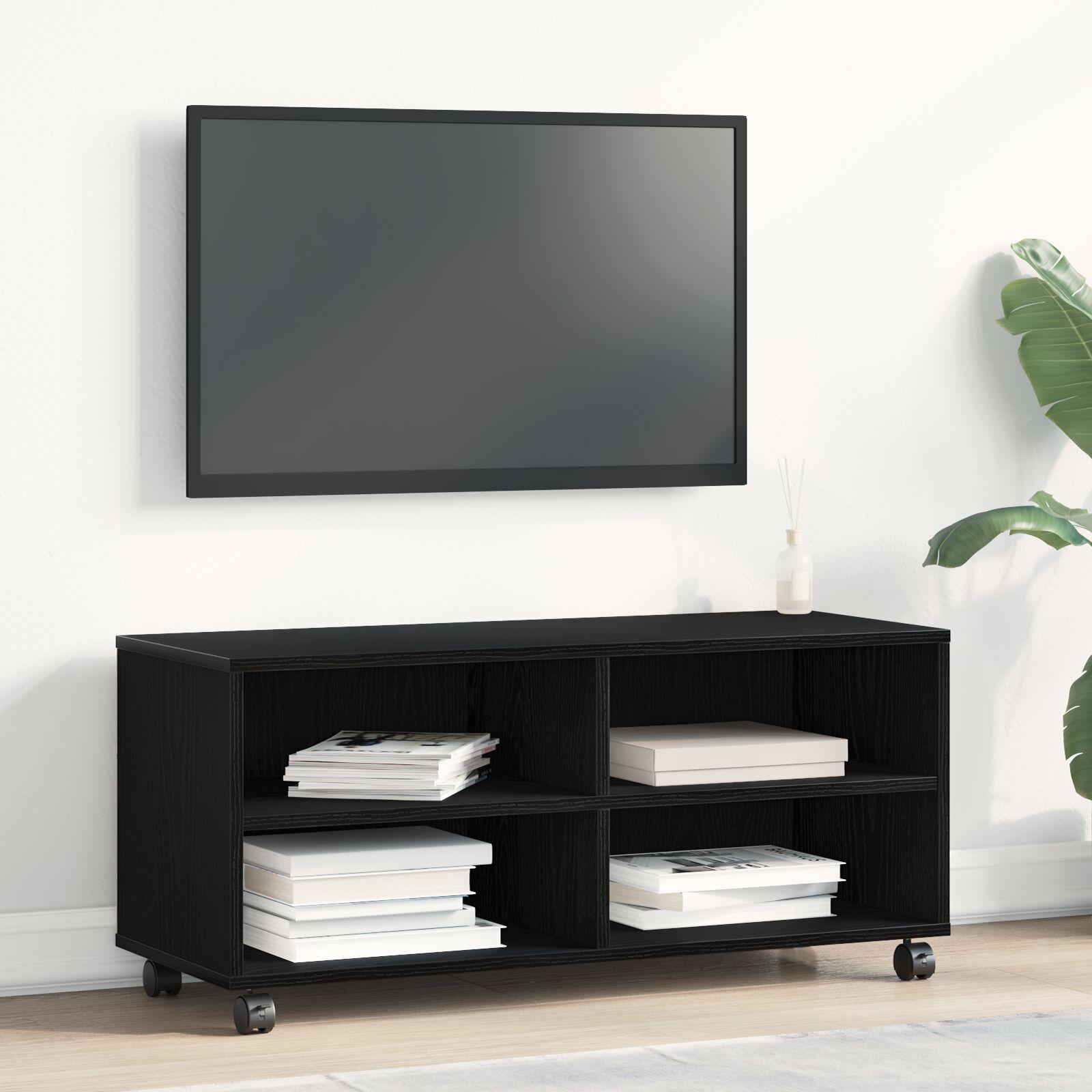 TV-skab Sort 90 x 35 x 35 cm Konstrueret træ billede
