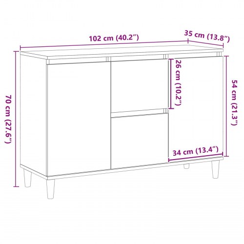 Sideboard Sort Eg 101x35x60 cm Lavet af Træ