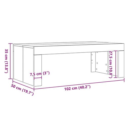 Sofabord Sort Egetræ 102x50x35 cm Konstrueret Træ