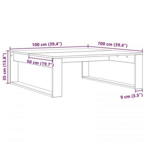 Kaffebord Sort Eg 100x100x35 cm Konstrueret Træ
