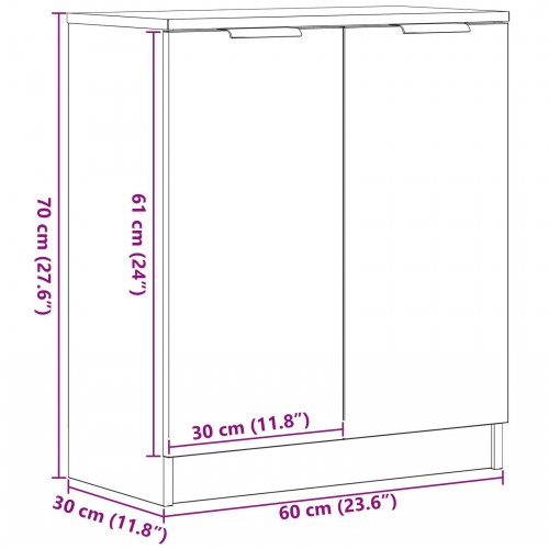 Skab Sort Eg 60x30x70 cm Konstrueret Træ
