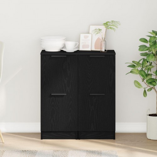 Sideboards 2 stk i Sort Eg, 30x30x70 cm, Lavet af konstrueret træ