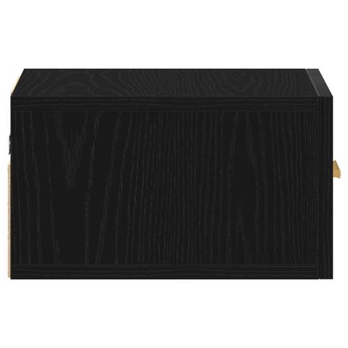 Væghængt Sengebord Sort Eg 35x35x20 cm