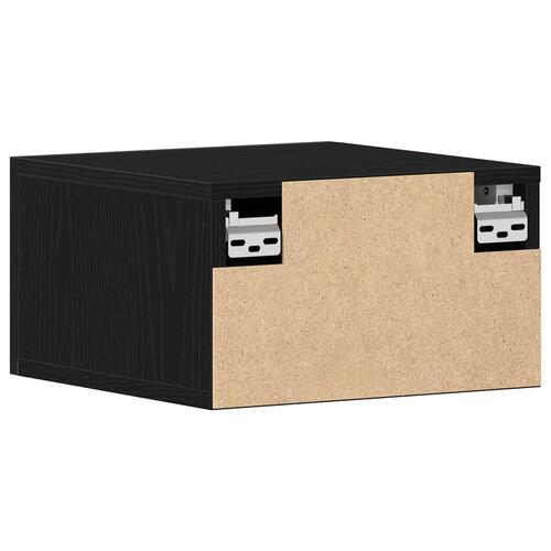 Væghængt Sengebord Sort Eg 35x35x20 cm