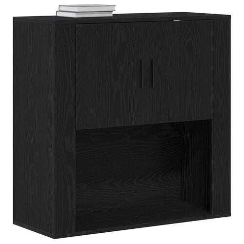 Vægskab Sort Eg 80x33x80 cm Konstrueret Træ