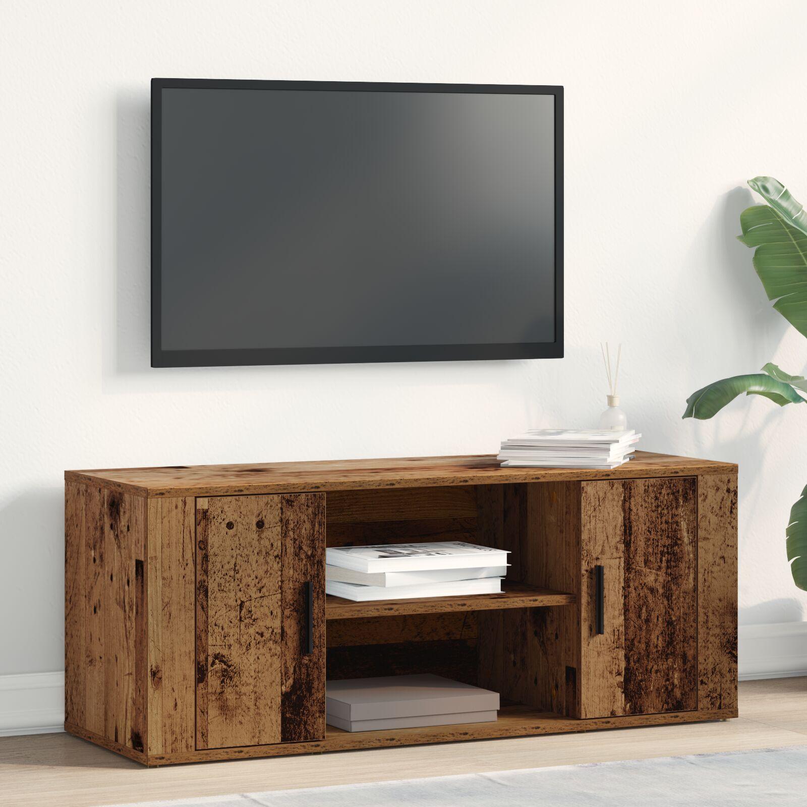 TV Skab Gammelt Træ 100x35x40 cm Ingeniørtræ billede