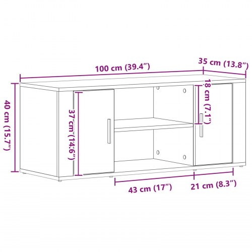 TV Skab Gammelt Træ 100x35x40 cm Ingeniørtræ