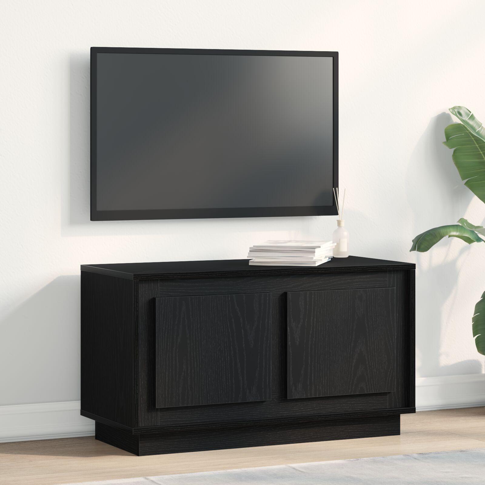 TV-skab Sort eg 80 x 35 x 45 cm Konstrueret træ billede
