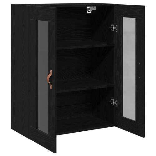 Væghængt Skab med Glasdøre Sort Eg 69,5x34x90 cm