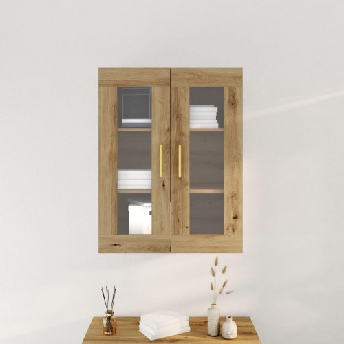 Vægmonteret Skab med Glasdøre Artisan Eg 69,5x34x90 cm