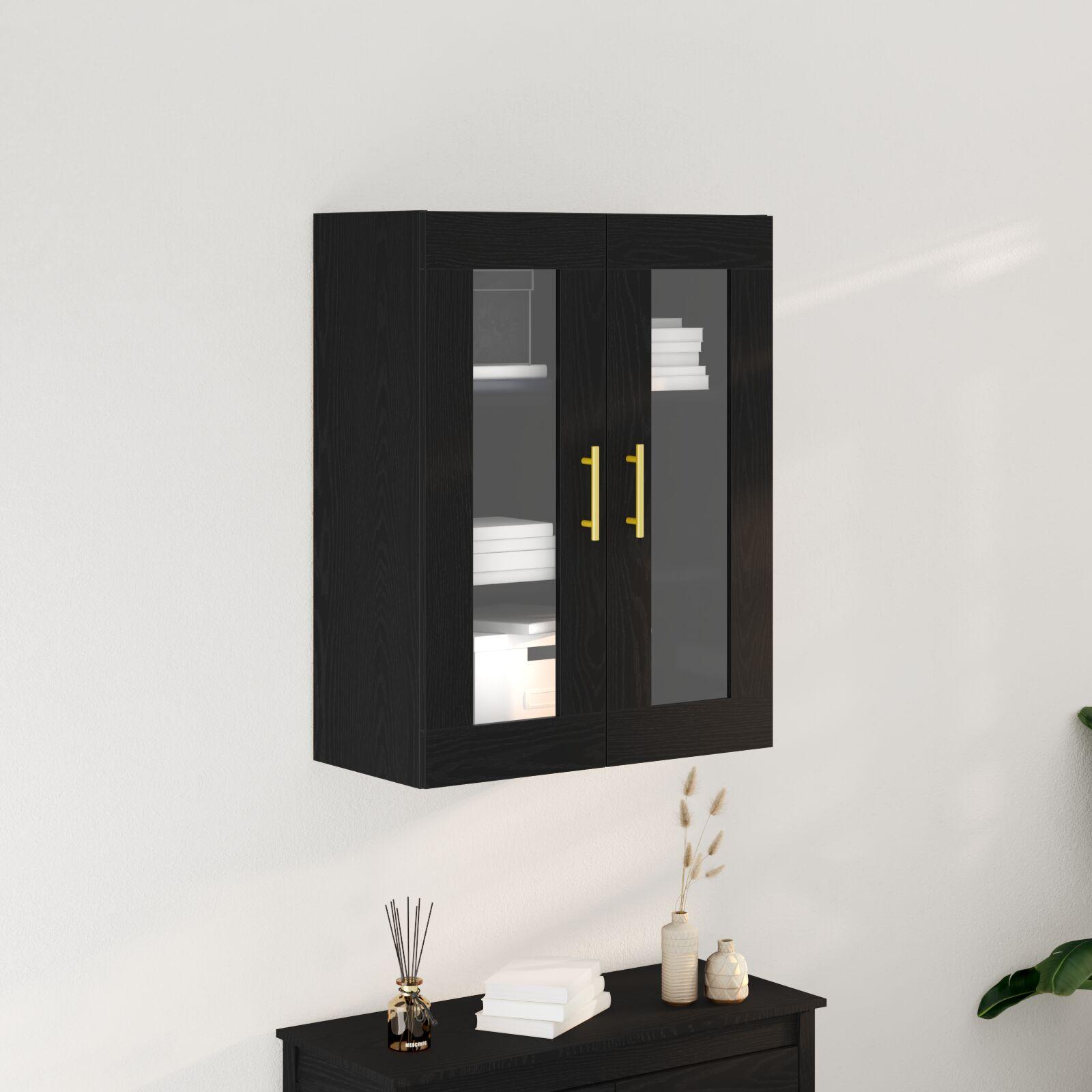 Væghængt skab Sort eg 69.5 x 34 x 90 cm Konstrueret træ billede