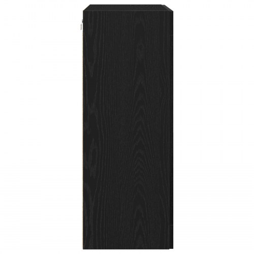 Væghængt Sk Cabinet med Glasdøre Sort Eg 69,5x34x90 cm