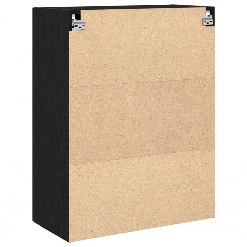 Væghængt Sk Cabinet med Glasdøre Sort Eg 69,5x34x90 cm