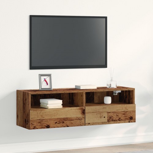 TV Vægskab Gamle Træ 100x30x30 cm Konstrueret Træ