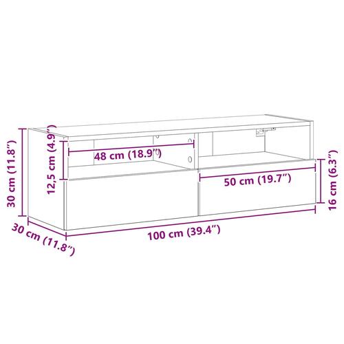 TV Vægskabe 2 stk Artisan Eg 100x30x30 cm Konstrueret træ
