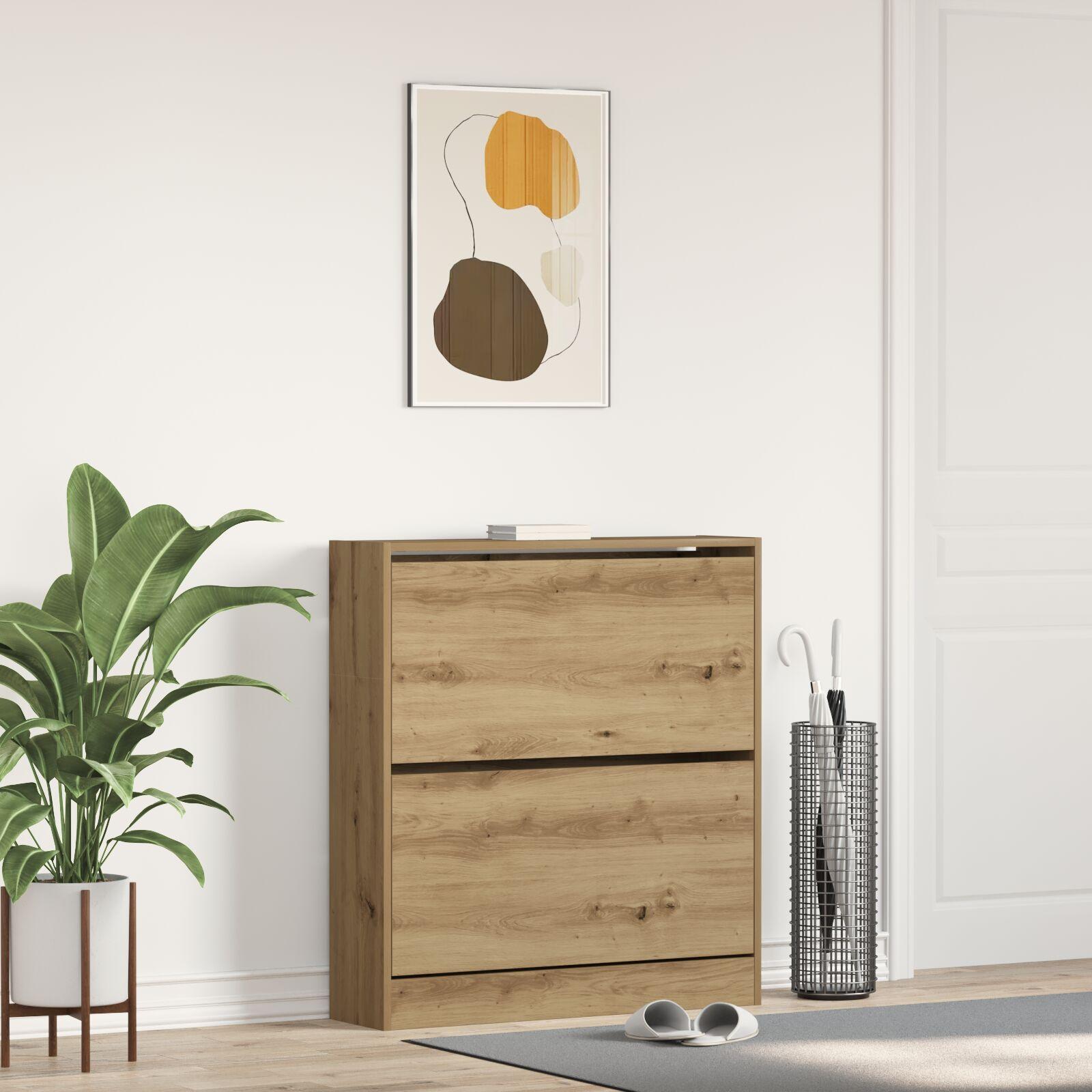 Skoskab med flip-låge Røget eg 80x21x87,5 cm