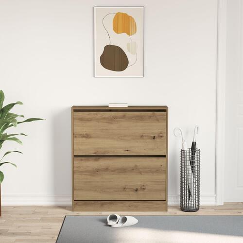 Skoskab med flip-låge Røget eg 80x21x87,5 cm