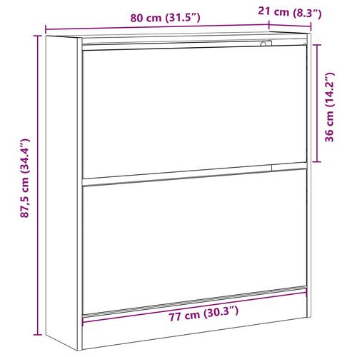 Skoskab med flip-låge Røget eg 80x21x87,5 cm