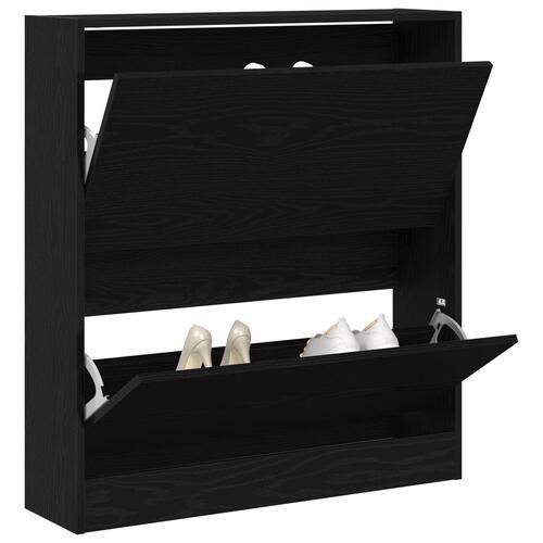 Skoskab med Flip-skuffe Sort Eg 80x21x87,5 cm