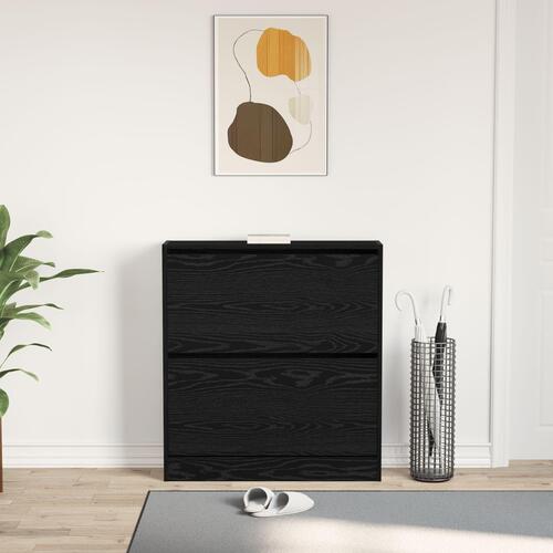 Skoskab med Flip-skuffe Sort Eg 80x21x87,5 cm