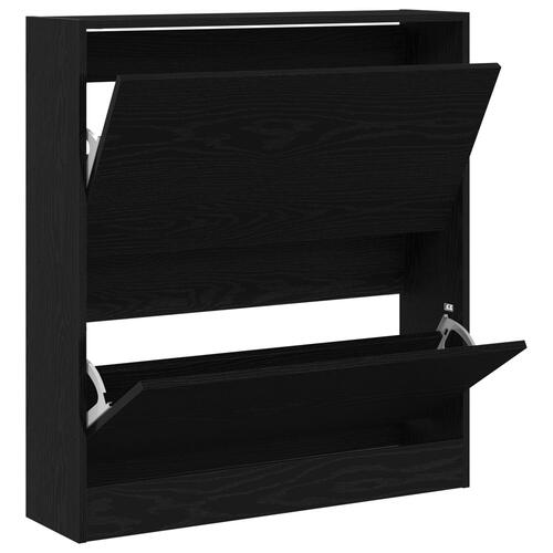 Skoskab med Flip-skuffe Sort Eg 80x21x87,5 cm