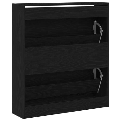 Skoskab med Flip-skuffe Sort Eg 80x21x87,5 cm