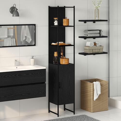 Badeværelse Skab Sort Eg 33x33x185,5 cm Konstrueret Træ