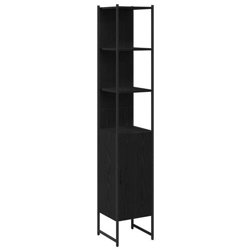 Badeværelse Skab Sort Eg 33x33x185,5 cm Konstrueret Træ
