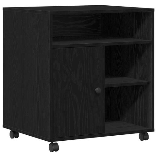 Printerstand med hjul Sort Eg 60x50x67 cm