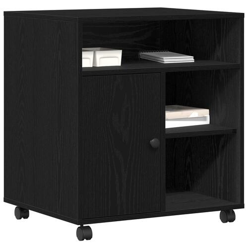 Printerstand med hjul Sort Eg 60x50x67 cm