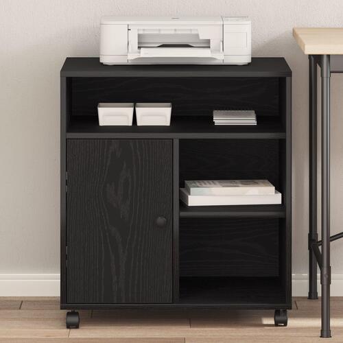 Printerstand med hjul Sort Eg 60x50x67 cm