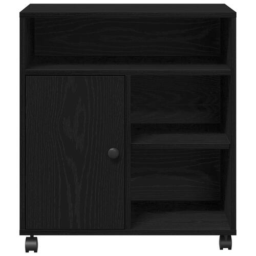 Printerstand med hjul Sort Eg 60x50x67 cm
