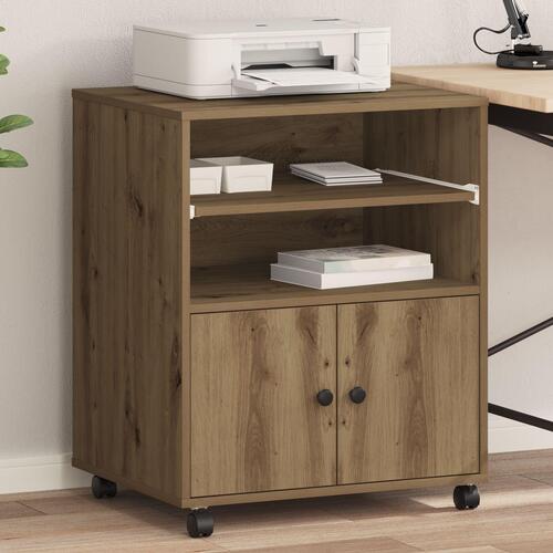 Printer Stand med Hjul Artisan Egetræ 60x48x74 cm