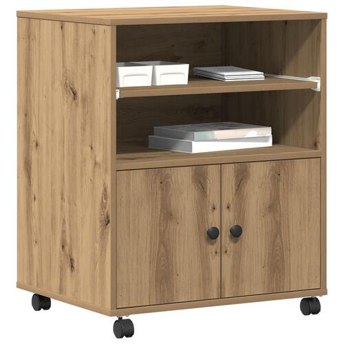 Printer Stand med Hjul Artisan Egetræ 60x48x74 cm