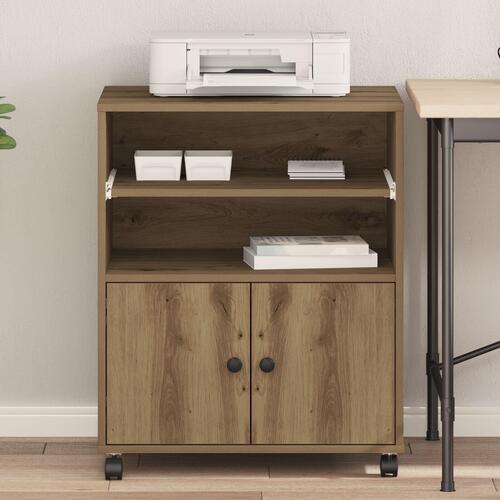 Printer Stand med Hjul Artisan Egetræ 60x48x74 cm
