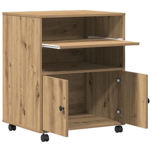 Printer Stand med Hjul Artisan Egetræ 60x48x74 cm