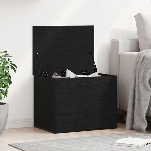 Opbevaringskasse med Låg Sort Eg 60x42x46 cm Fremstillet Træ