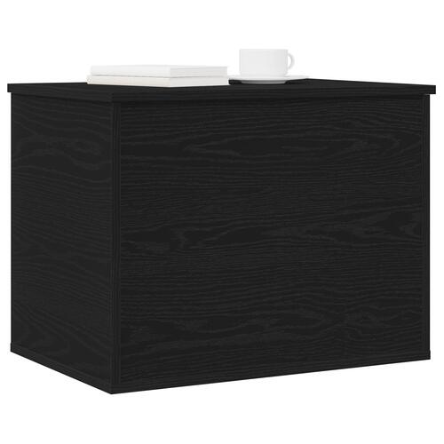 Opbevaringskasse med Låg Sort Eg 60x42x46 cm Fremstillet Træ