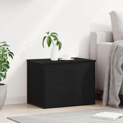 Opbevaringskasse med Låg Sort Eg 60x42x46 cm Fremstillet Træ
