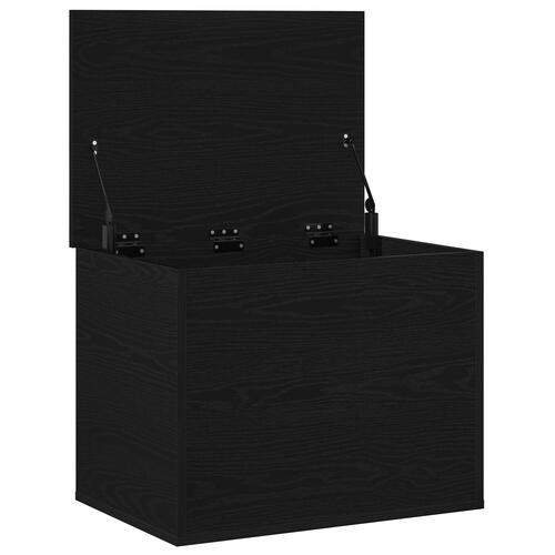 Opbevaringskasse med Låg Sort Eg 60x42x46 cm Fremstillet Træ