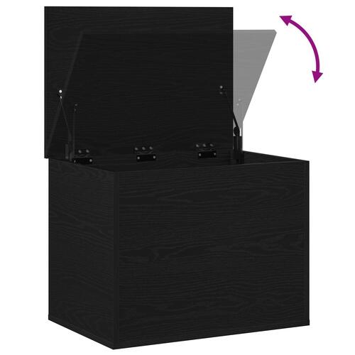 Opbevaringskasse med Låg Sort Eg 60x42x46 cm Fremstillet Træ